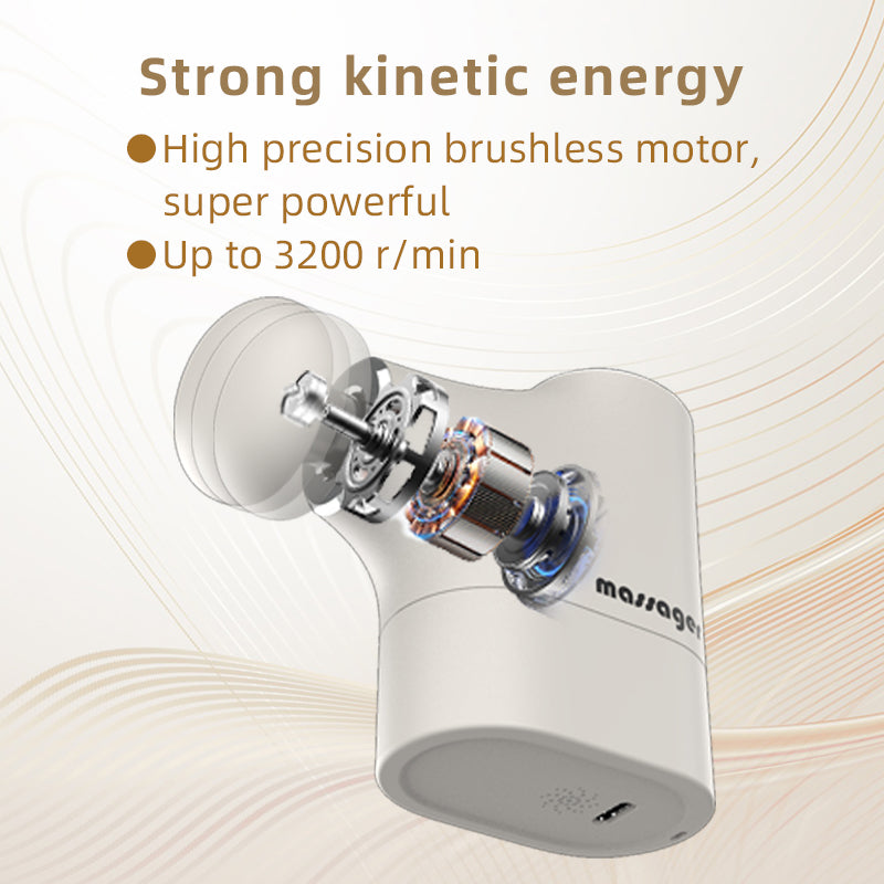 Pocket-Sized Mini Massage Gun – Adaptive Pressure Transmission, 3200 RPM High Precision Brushless Motor & 50dB Quiet