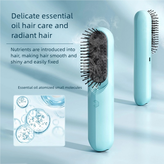 Atomized Essential Oil Massage Comb – Air Cushion Round Teeth, Scalp Nourishment & Type-C Rechargeable