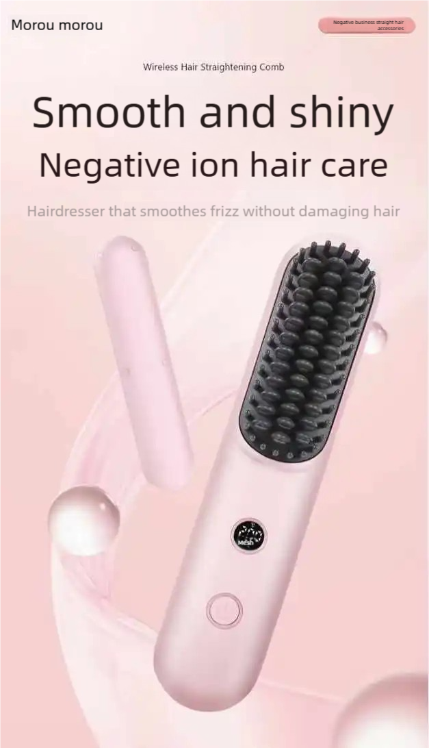 Wireless Negative Ion Hair Straightening Comb – MCH 20s Rapid Heating, 2 Billion Ion Care & Anti-Scald Design