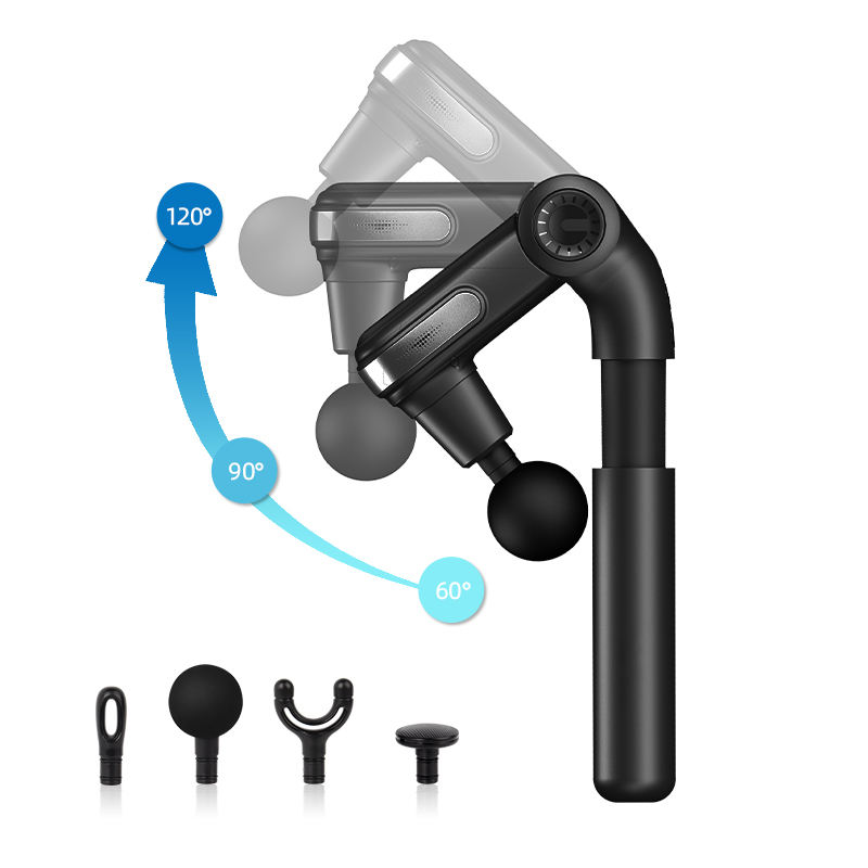Foldable Adjustable Angle Massage Gun – 3000RPM 10mm Deep Tissue, Extendable Handle & 4 Heads