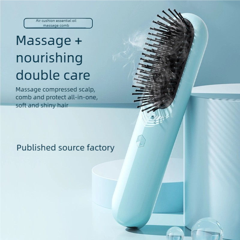 Atomized Essential Oil Massage Comb – Air Cushion Round Teeth, Scalp Nourishment & Type-C Rechargeable