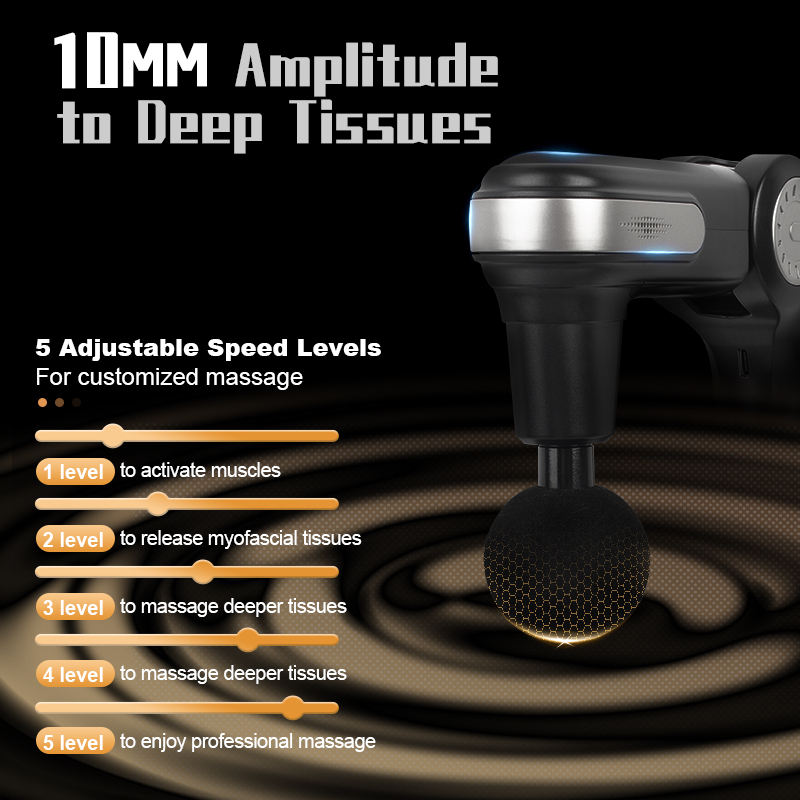 Foldable Adjustable Angle Massage Gun – 3000RPM 10mm Deep Tissue, Extendable Handle & 4 Heads