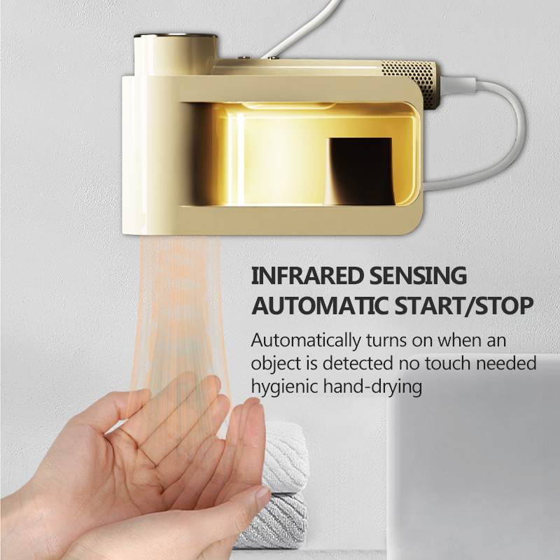2-in-1 Hair Dryer & Hand Dryer: LED Temp Display + Infrared Auto Sensing – Save Space with Wall-Mounted Storage for Your Bathroom