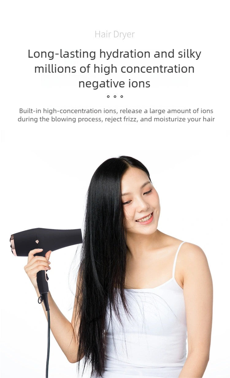 HP01 Hair Dryer – 57℃ Constant Temperature Care, High-Concentration Negative Ions & 6-Speed Adjustment for Frizz-Free Hair