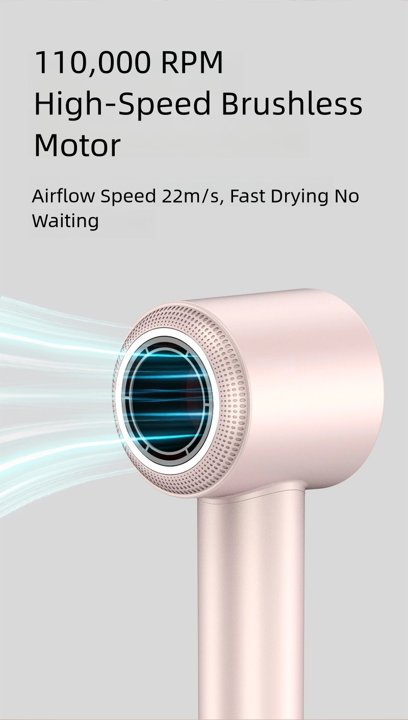 Fast-Drying High-Speed Hair Dryer with 200M Negative Ions – 60dB Low Noise, HD Digital Display, Magnetic Nozzle & Removable Filter