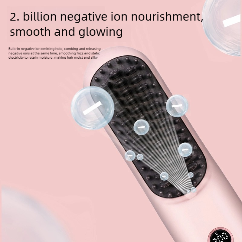 Wireless Negative Ion Hair Straightening Comb – MCH 20s Rapid Heating, 2 Billion Ion Care & Anti-Scald Design