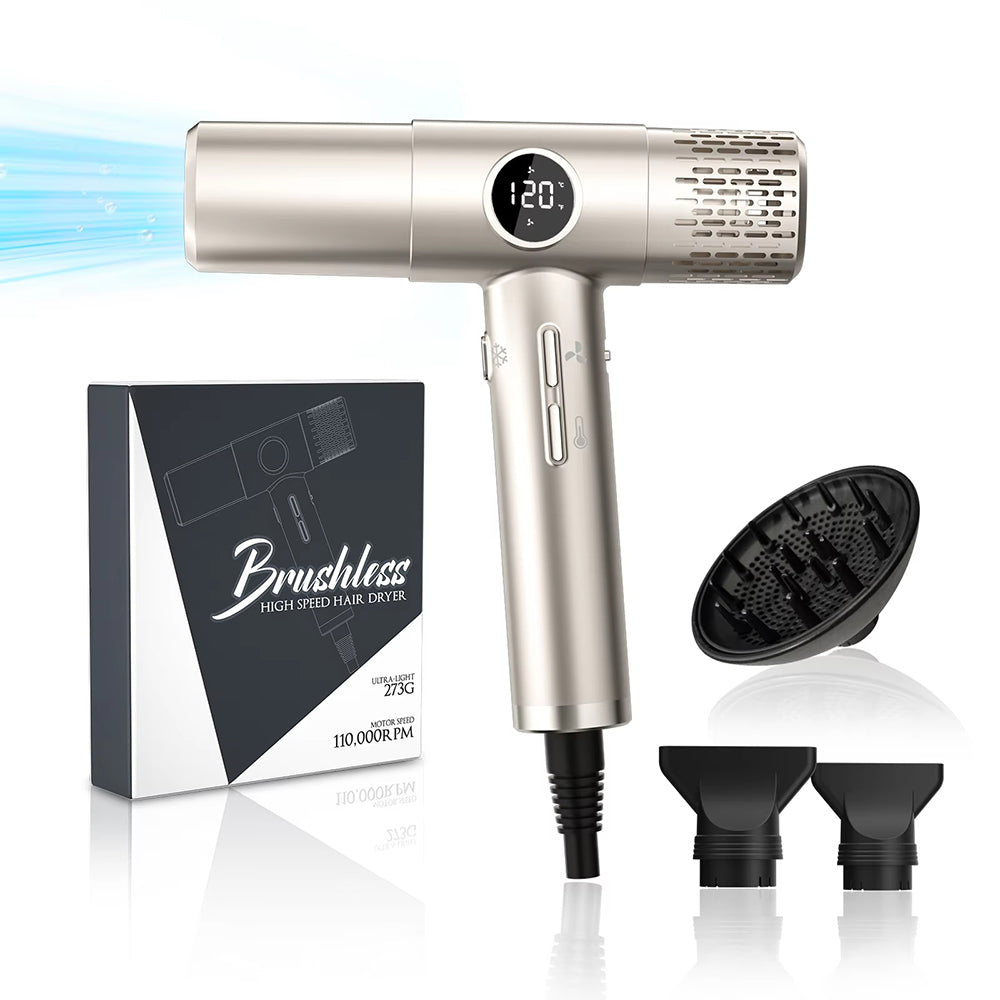 Millions of Negative Ion Hair Dryer – 1800W High-Speed Motor, HD LCD Control & Portable Design for Frizz-Free Shiny Hair