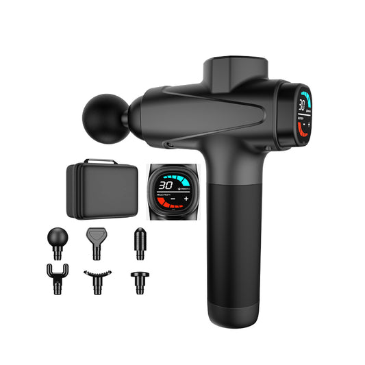 30 Speed Modes Massage Gun – 6 Professional Heads, LCD Pressure Sensing Display & Storage Case