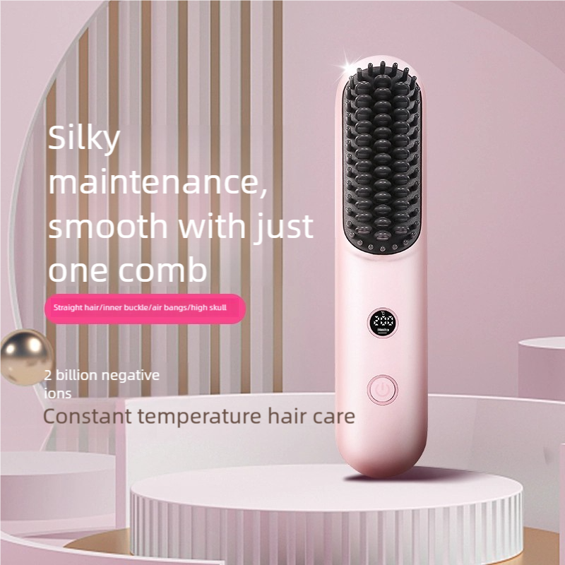 Wireless Negative Ion Hair Straightening Comb – MCH 20s Rapid Heating, 2 Billion Ion Care & Anti-Scald Design