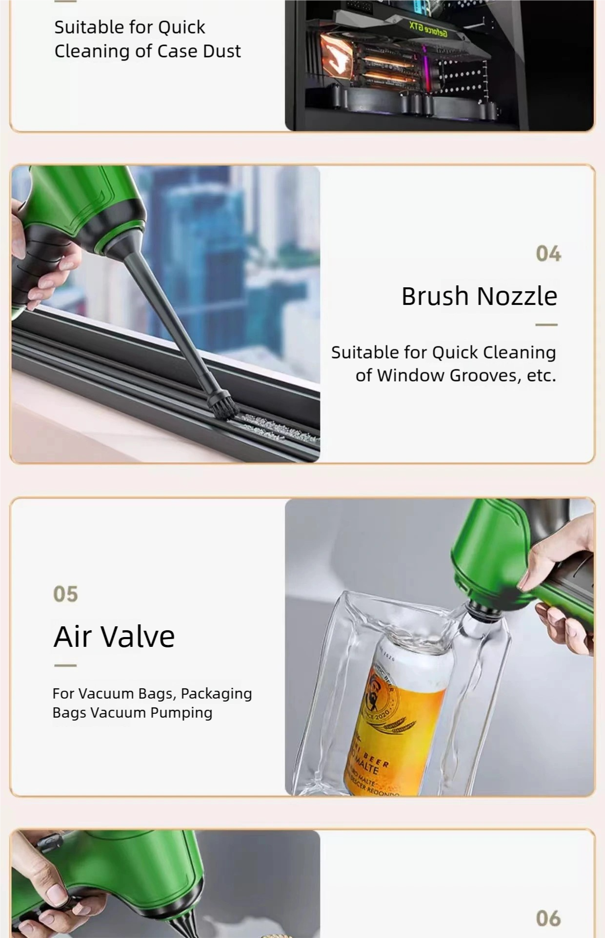 63000PA High Suction Cordless Car Vacuum, 3-in-1 Blow Suction Extraction Handheld Vacuum Cleaner with Brushless Motor, Lightweight Portable Vacuum for Car, Home, Office and Pet Hair Cleaning
