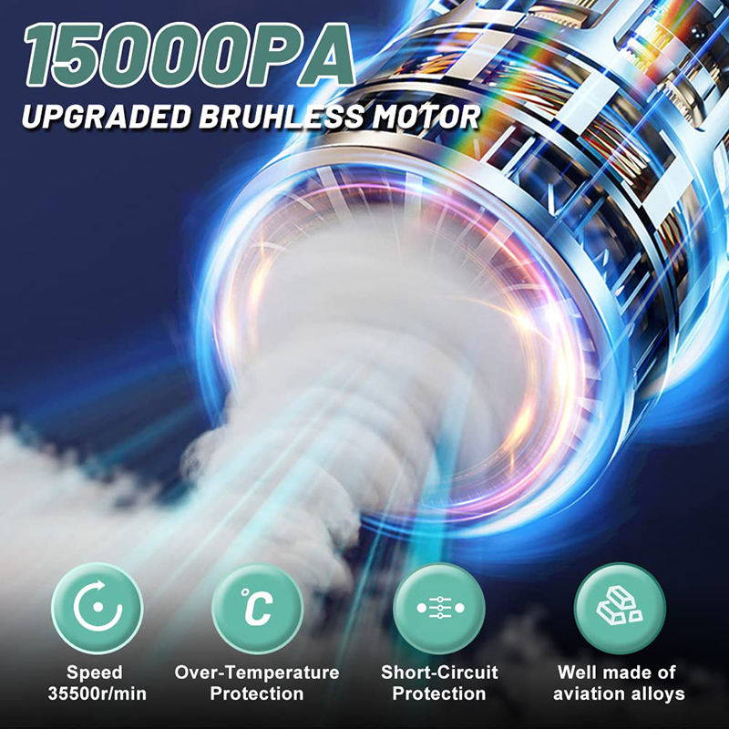 63000PA High Suction Cordless Car Vacuum, 3-in-1 Blow Suction Extraction Handheld Vacuum Cleaner with Brushless Motor, Lightweight Portable Vacuum for Car, Home, Office and Pet Hair Cleaning