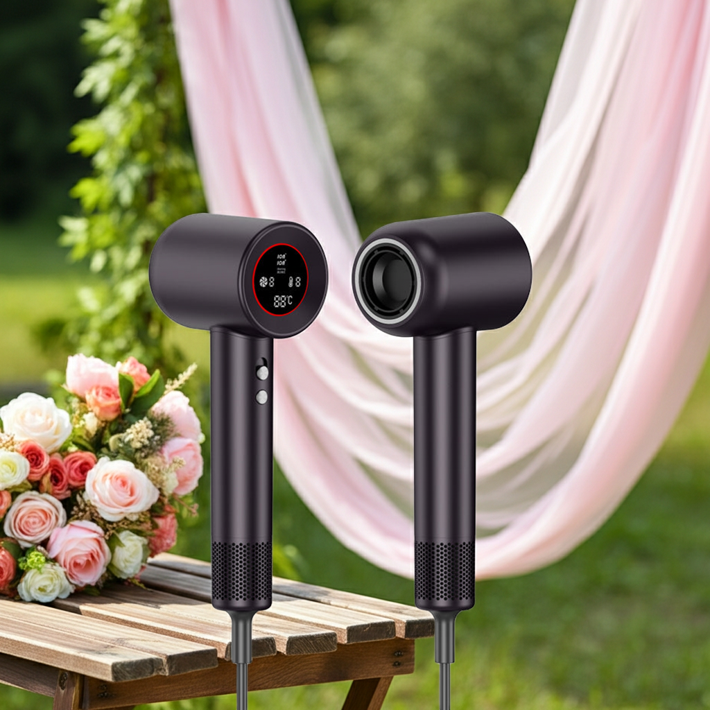Fast-Drying High-Speed Hair Dryer with 200M Negative Ions – 60dB Low Noise, HD Digital Display, Magnetic Nozzle & Removable Filter