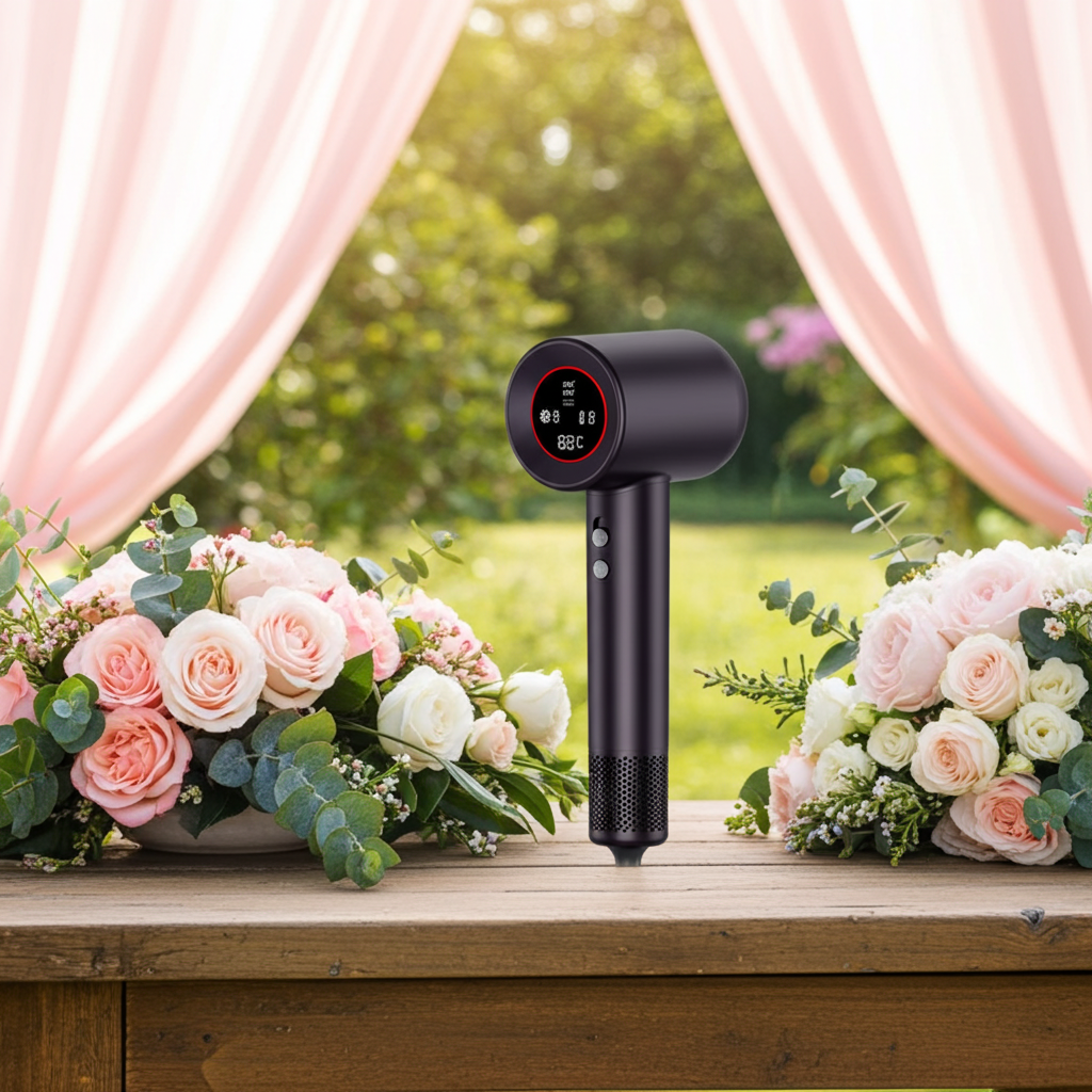 Fast-Drying High-Speed Hair Dryer with 200M Negative Ions – 60dB Low Noise, HD Digital Display, Magnetic Nozzle & Removable Filter