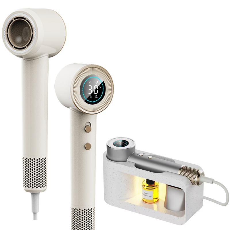 2-in-1 Hair Dryer & Hand Dryer: LED Temp Display + Infrared Auto Sensing – Save Space with Wall-Mounted Storage for Your Bathroom