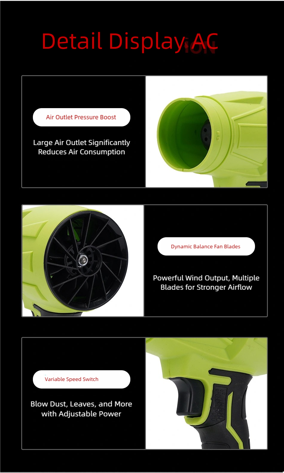 OEM Brand Cordless Turbo Jet Blower, 21V High Capacity Lithium Battery Powered Handheld Leaf Blower with 1000G High Thrust, Multi-Purpose Electric Air Blower for Snow Removal, Dust Cleaning, Car Detailing and Yard Care