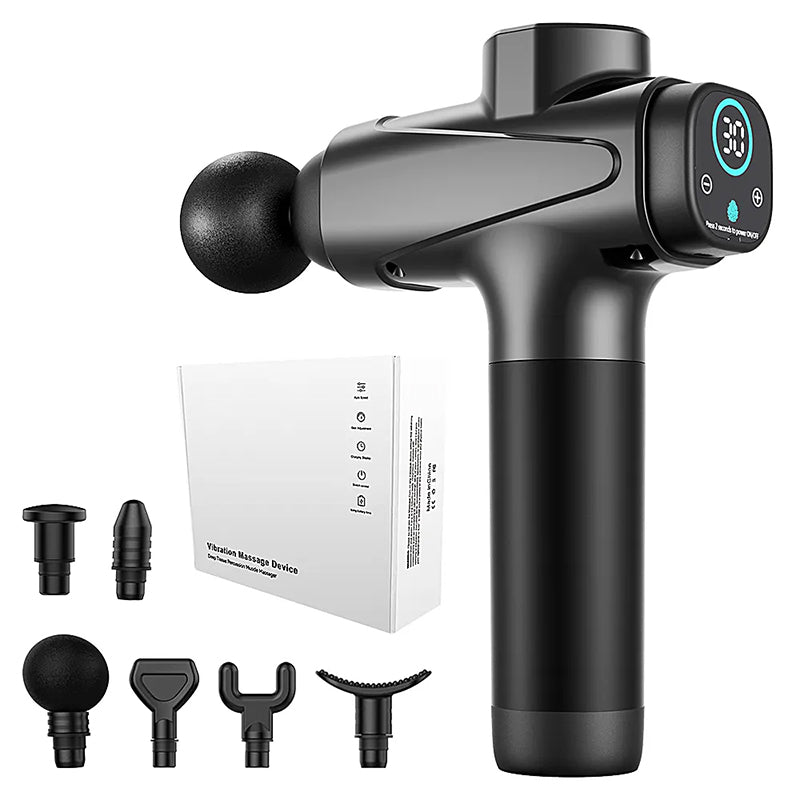 30 Speed Modes Massage Gun – 6 Professional Heads, LCD Display & Deep Tissue Muscle Relief